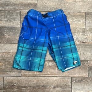 Blue Plaid Kids Swimtrunks